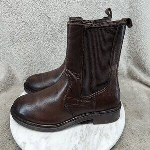 Alberto Torresi Shoes Womens Size 7.5 Moto Brown Leather Chelsea Boots *GUC*